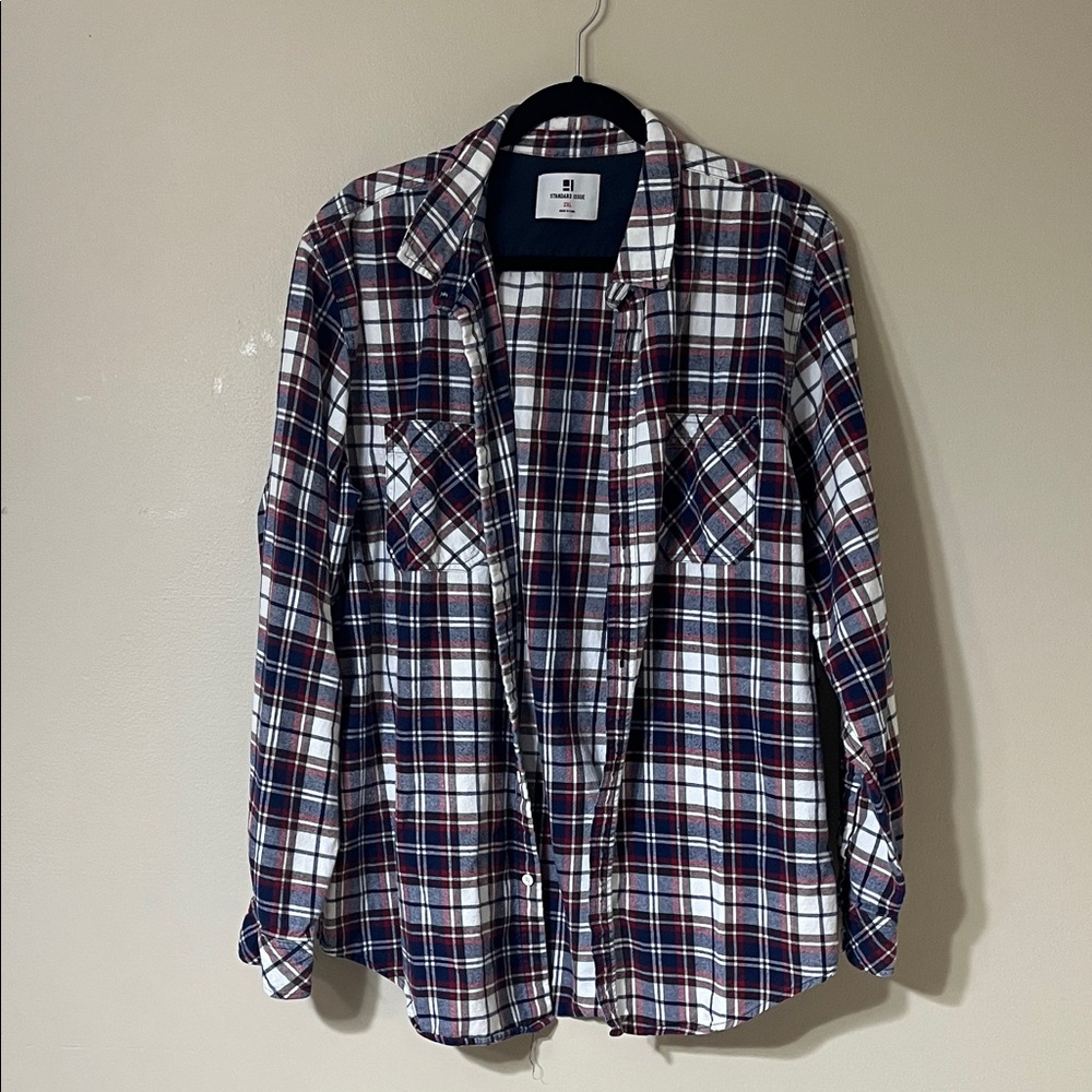 ❤️❤️❤️Standard Issue Navy and White Plaid Button-Down Shirt